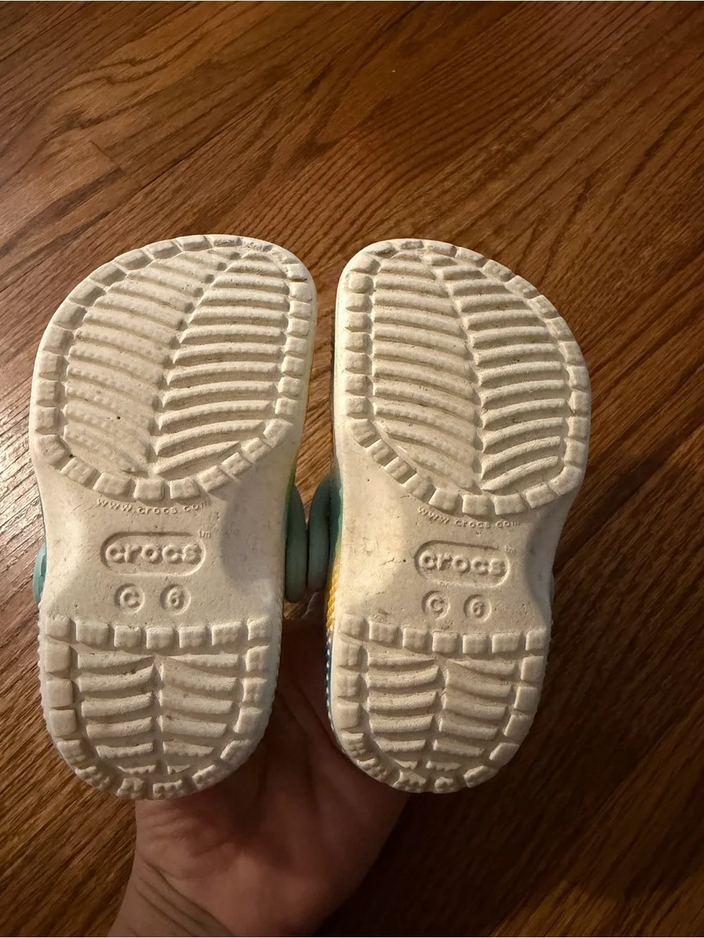 CROCS Kids Pastel Tie-Dye Clogs with Light Blue Strap